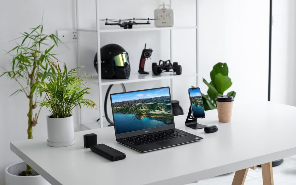 sleek laptop desk setup