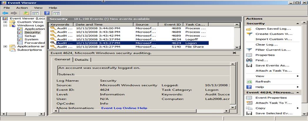 security audit log computer