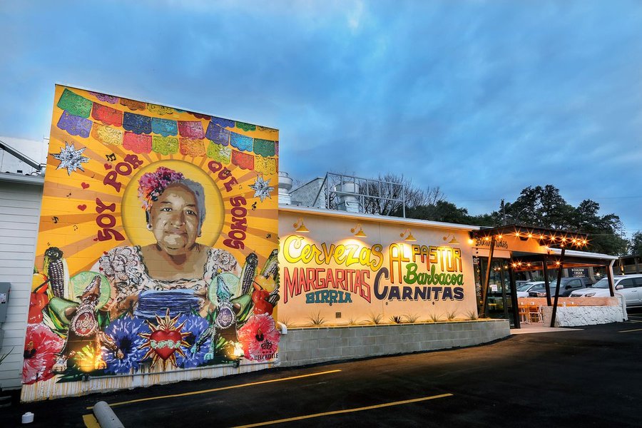 Exterior of a modern Mexican restaurant.
