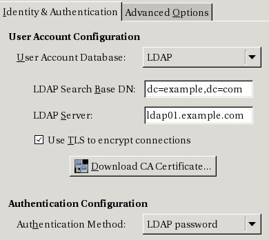 red hat linux authentication server setup