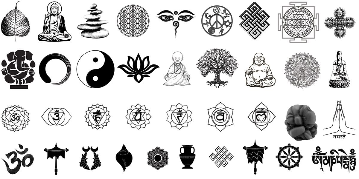 tranquil nature and spiritual symbols