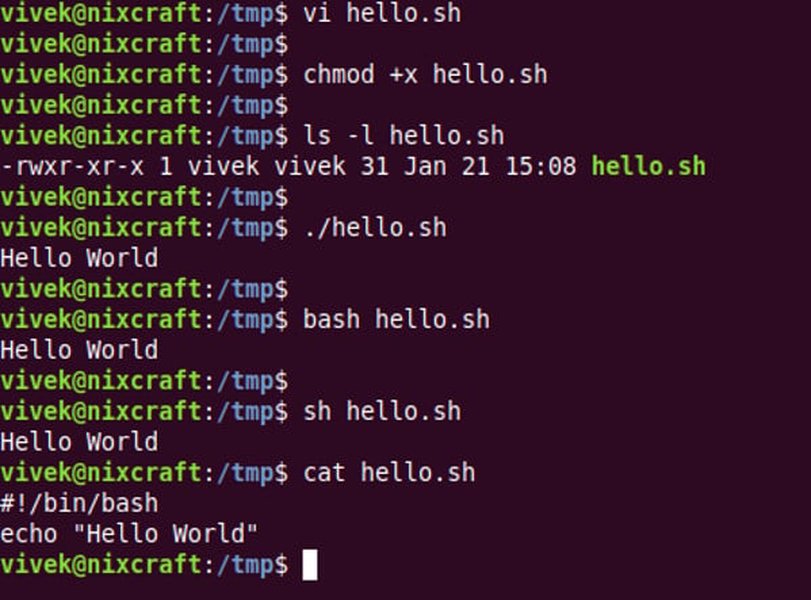 Example of a simple Bash shell script