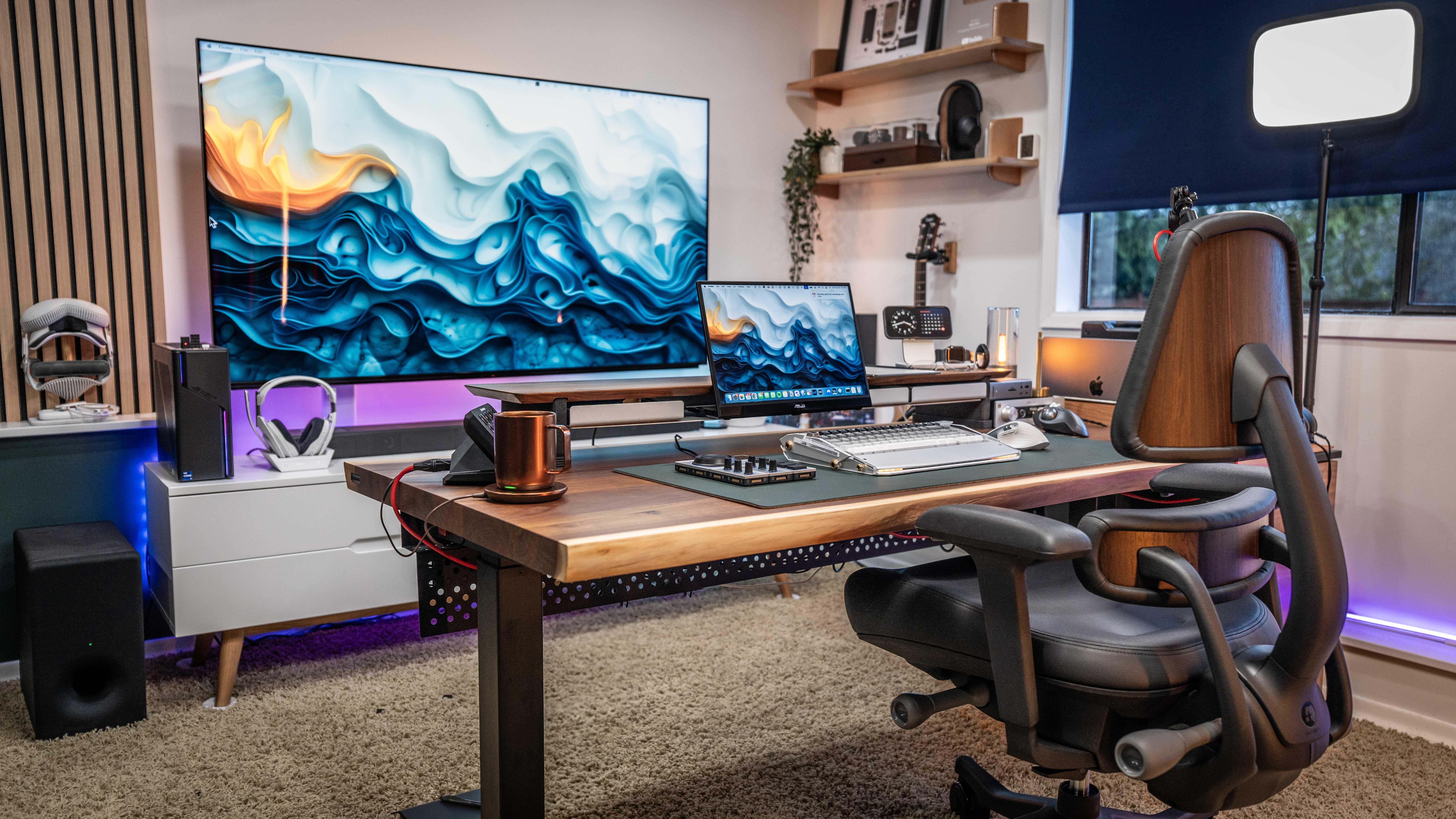 scenic view of computer work setup