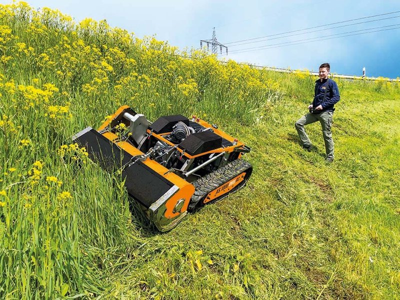 AS-Motor remote controlled flail mower with caterpillar drive