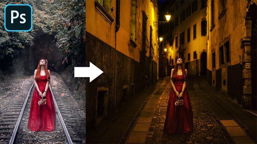 Demonstration of color matching process in Photoshop