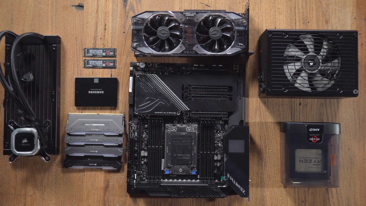 gaming pc hardware setup with motherboard and cpu