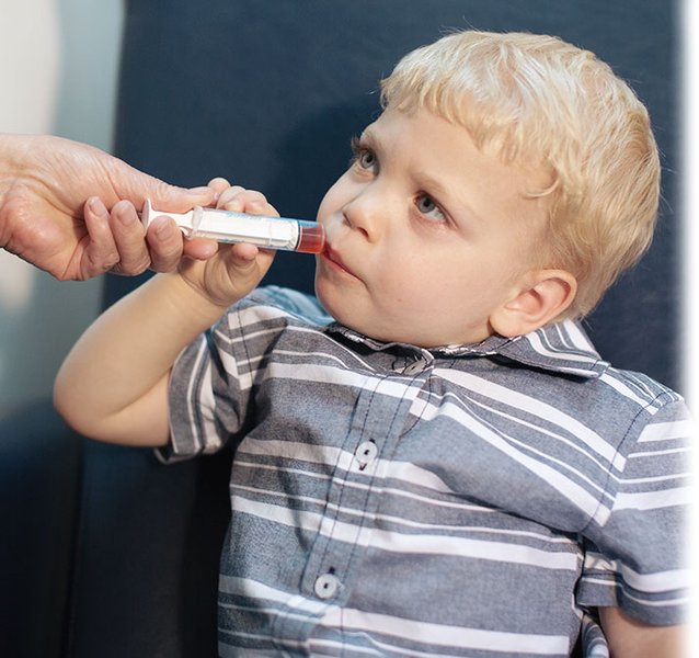 Child undergoing an oral food challenge