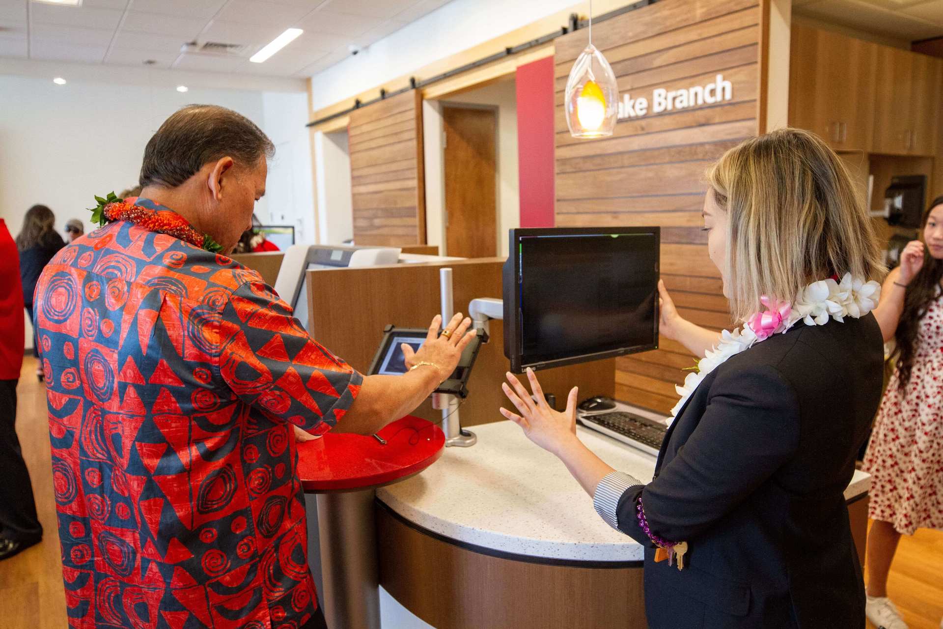 bank branch interior customers