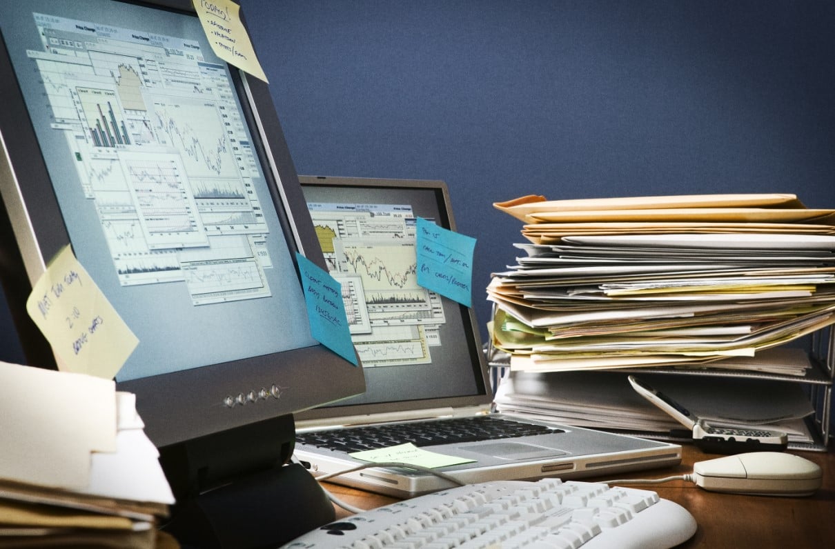 office desk financial documents
