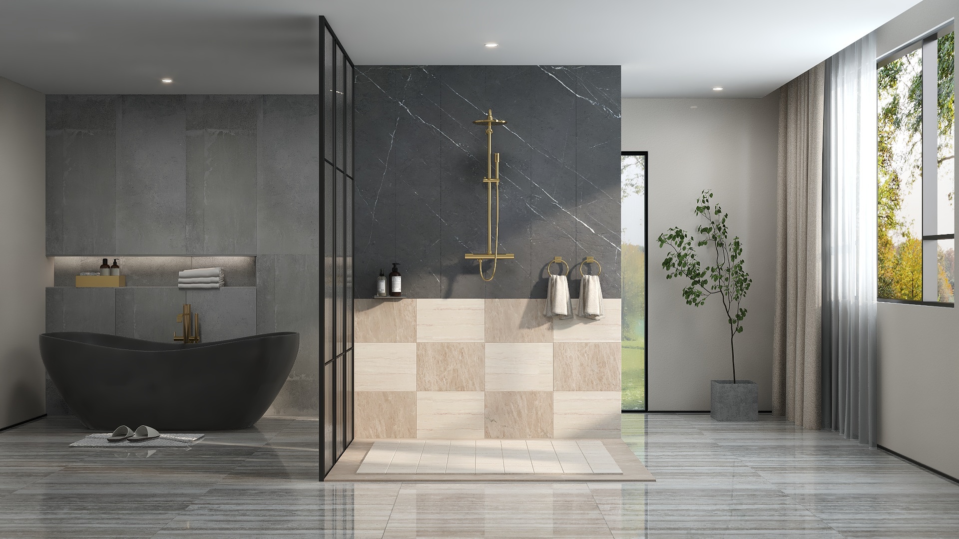 modern bathroom heated floor design