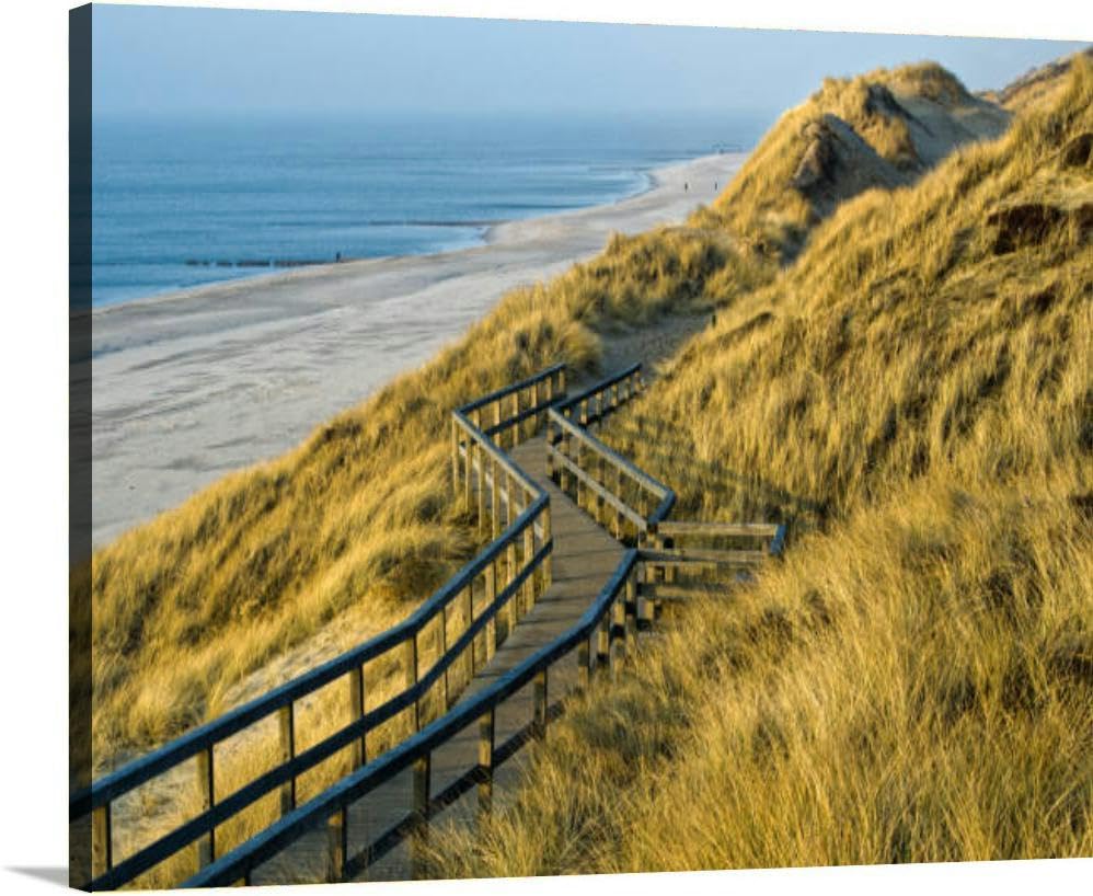 coastal beach scenery with dunes and boardwalk