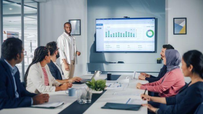 business meeting, analytical charts, team collaboration