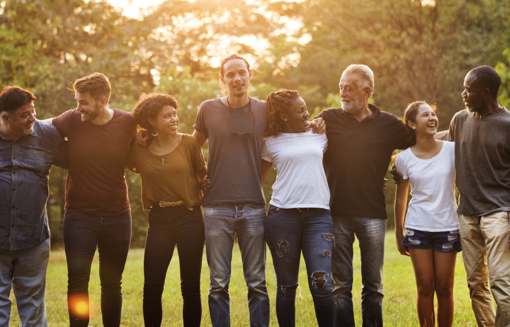 sunlit community gathering