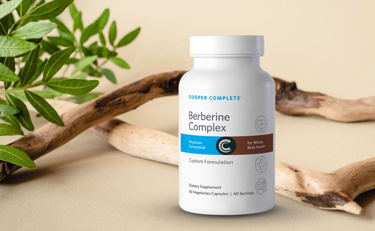 berberine supplement bottle with natural plants