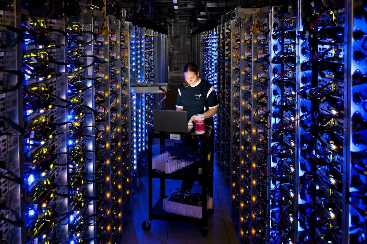 scenic view of AI servers and modern data centers