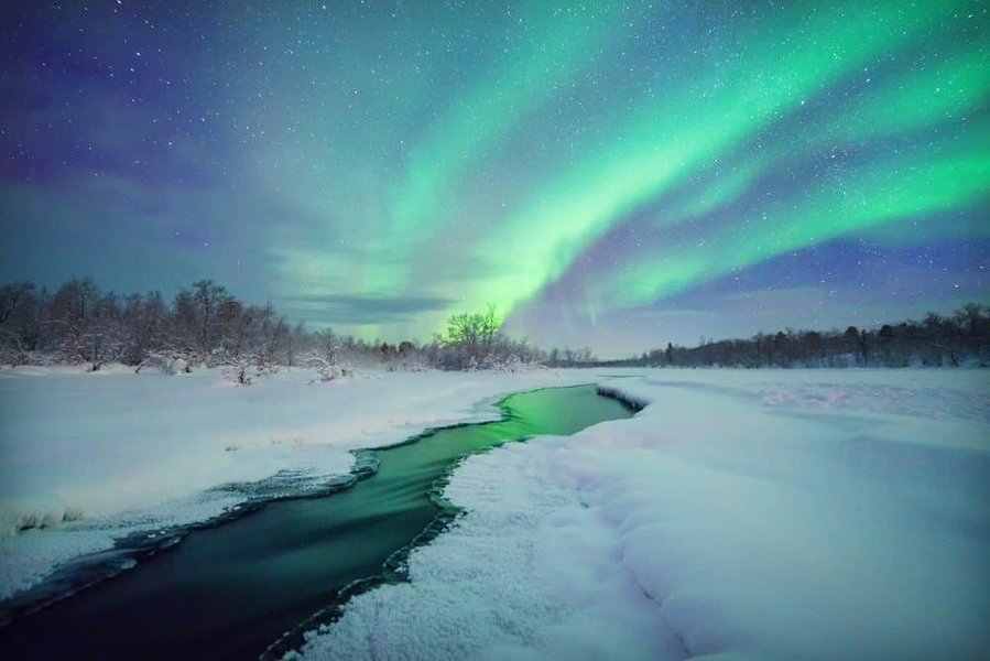 Aurora Borealis over Kiruna, Swedish Lapland.