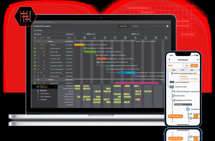 Example of construction scheduling software interface