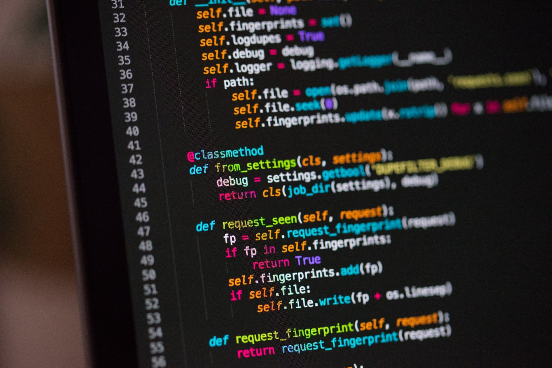programming language code screen