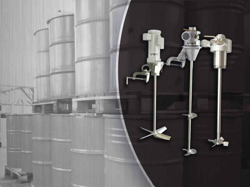 industrial paint mixers and chemical containers