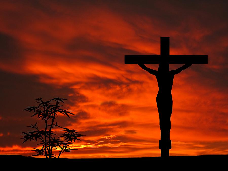 sunset cross crucifixion landscape