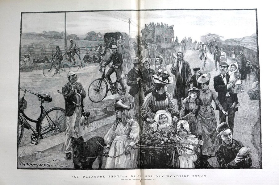 vintage bicycle roadside scene