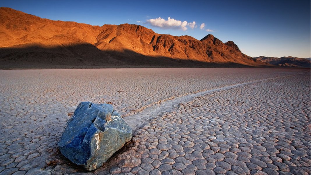 The Racetrack Playa in Death Valley, known for its moving rocks.