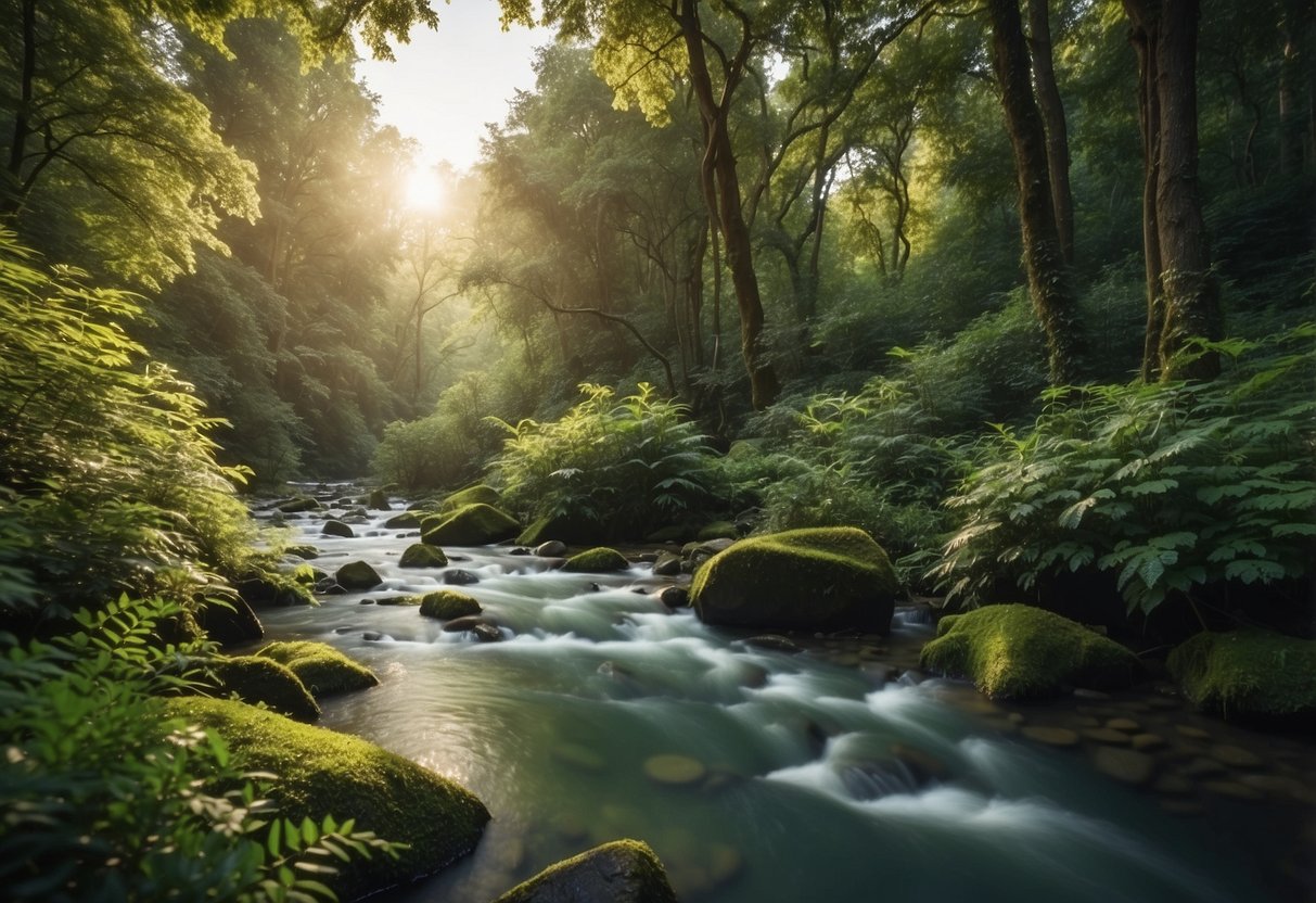 lush forest landscape with diverse wildlife