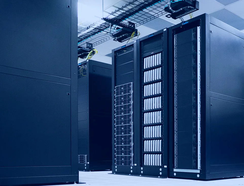 financial data center with physical servers