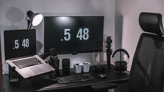 blog setup and computer workspace