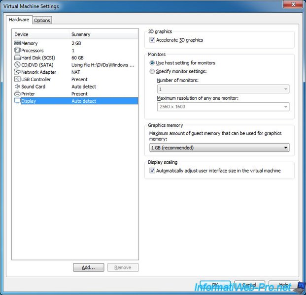 virtual machine settings screenshot