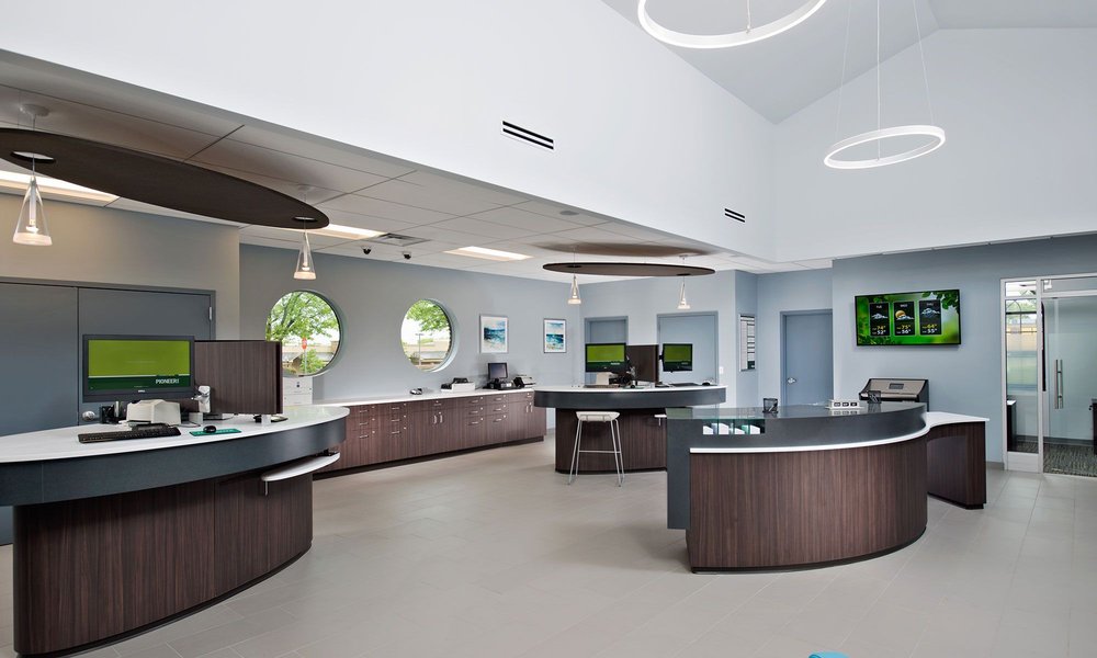 modern bank branch interior