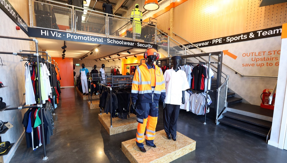 showroom workwear products display