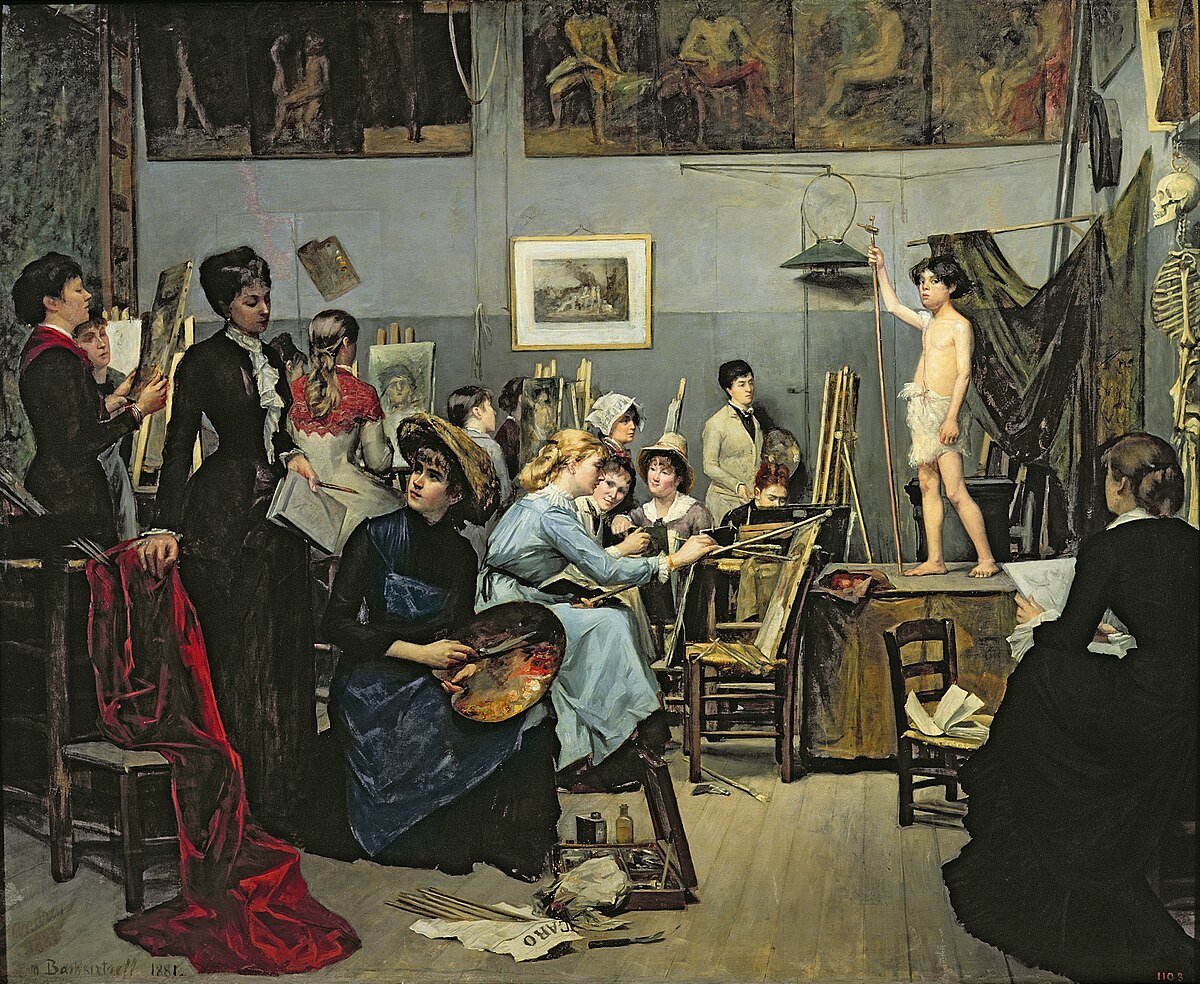 French portrait, classical building, elegant teaching scene