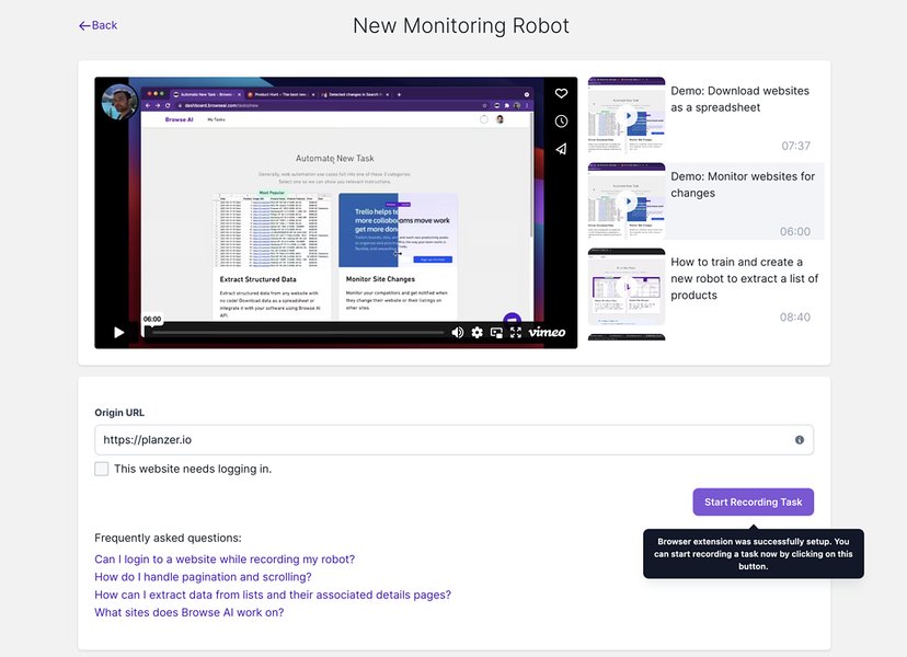 Browse AI Robot Monitoring Setup