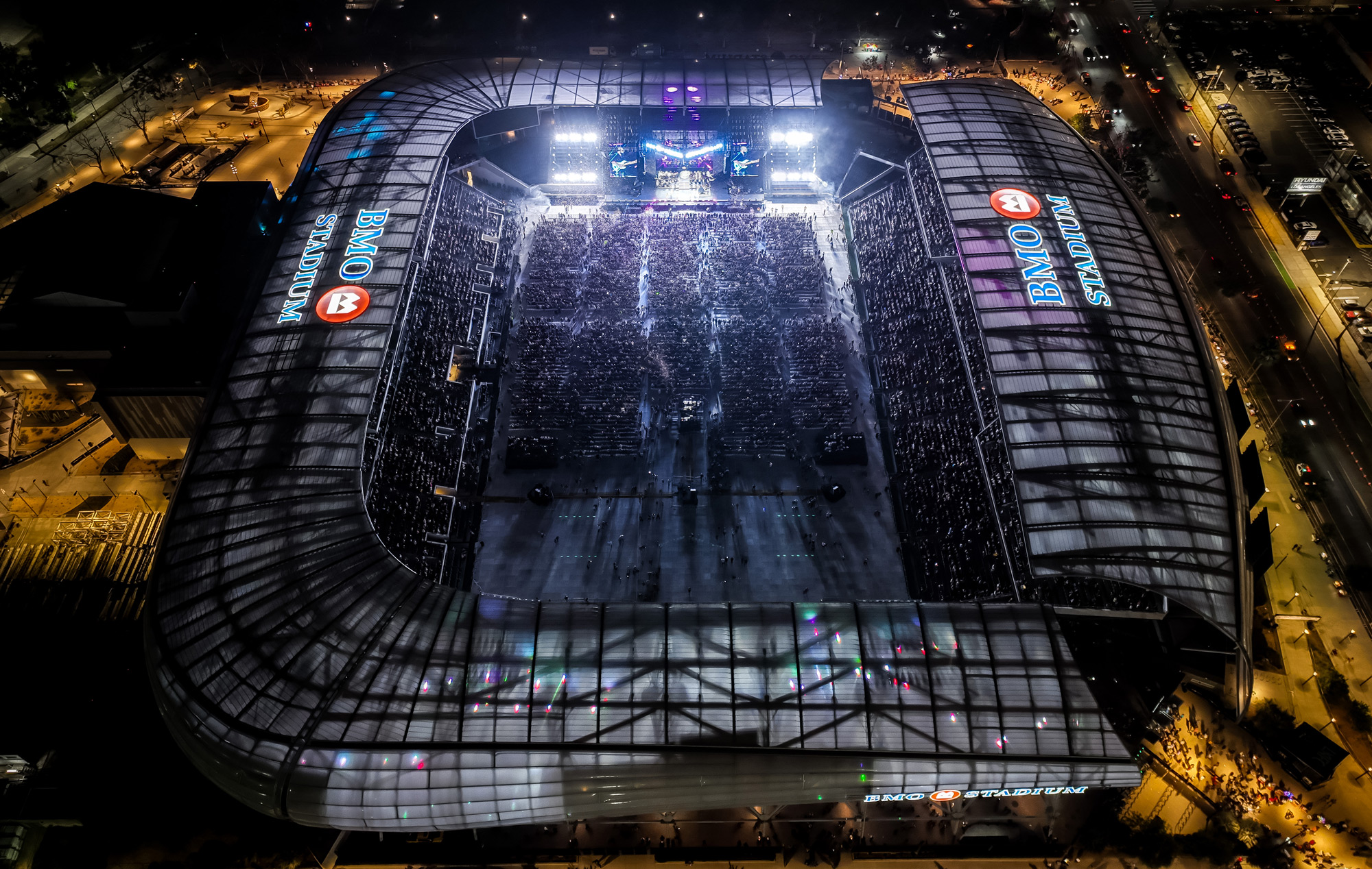 football stadium exterior match action