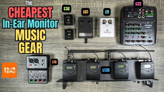 budget in ear monitors display with headphones
