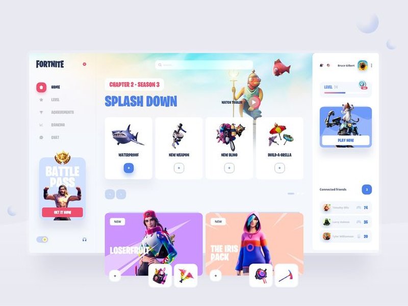 Fortnite themed dashboard design inspiration