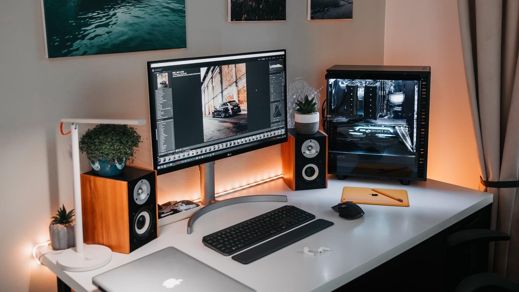 Developer desk setup with clean layout