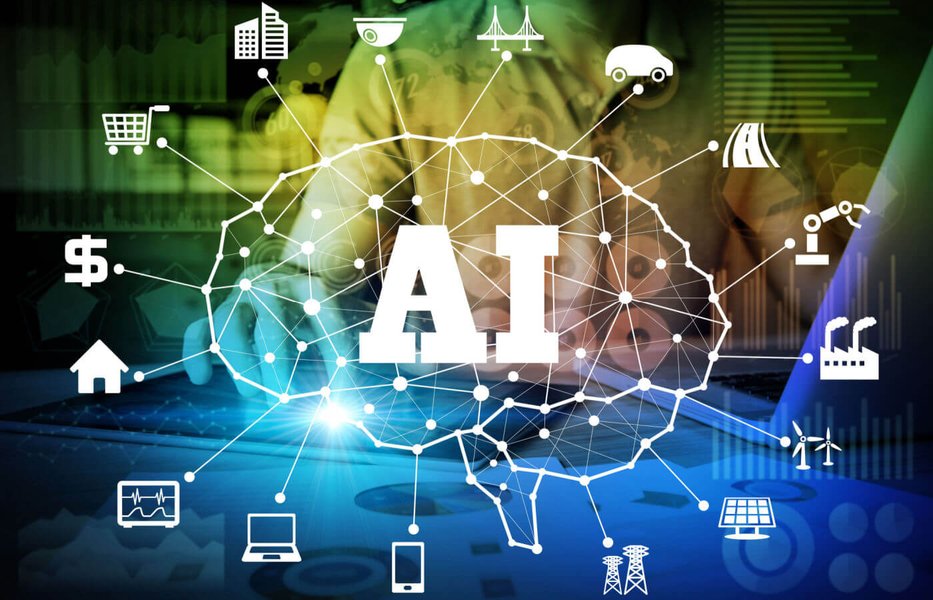 Conceptual image of AI brain network