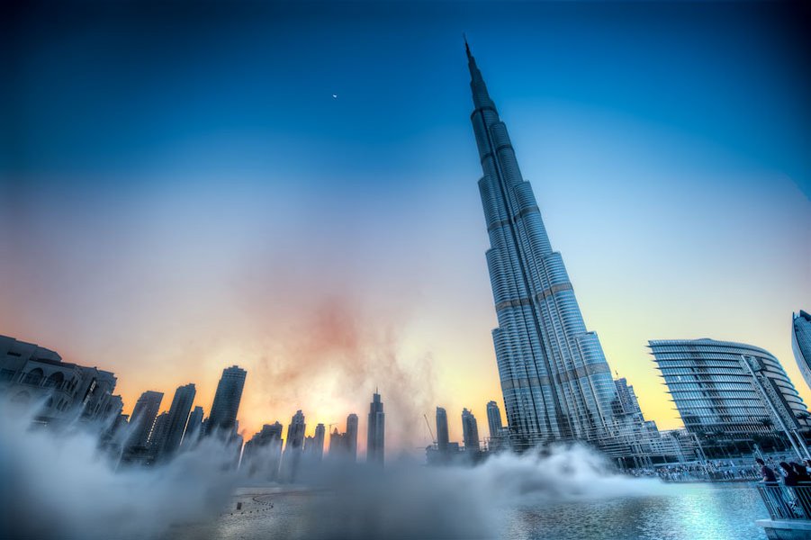 tall building dubai sunset