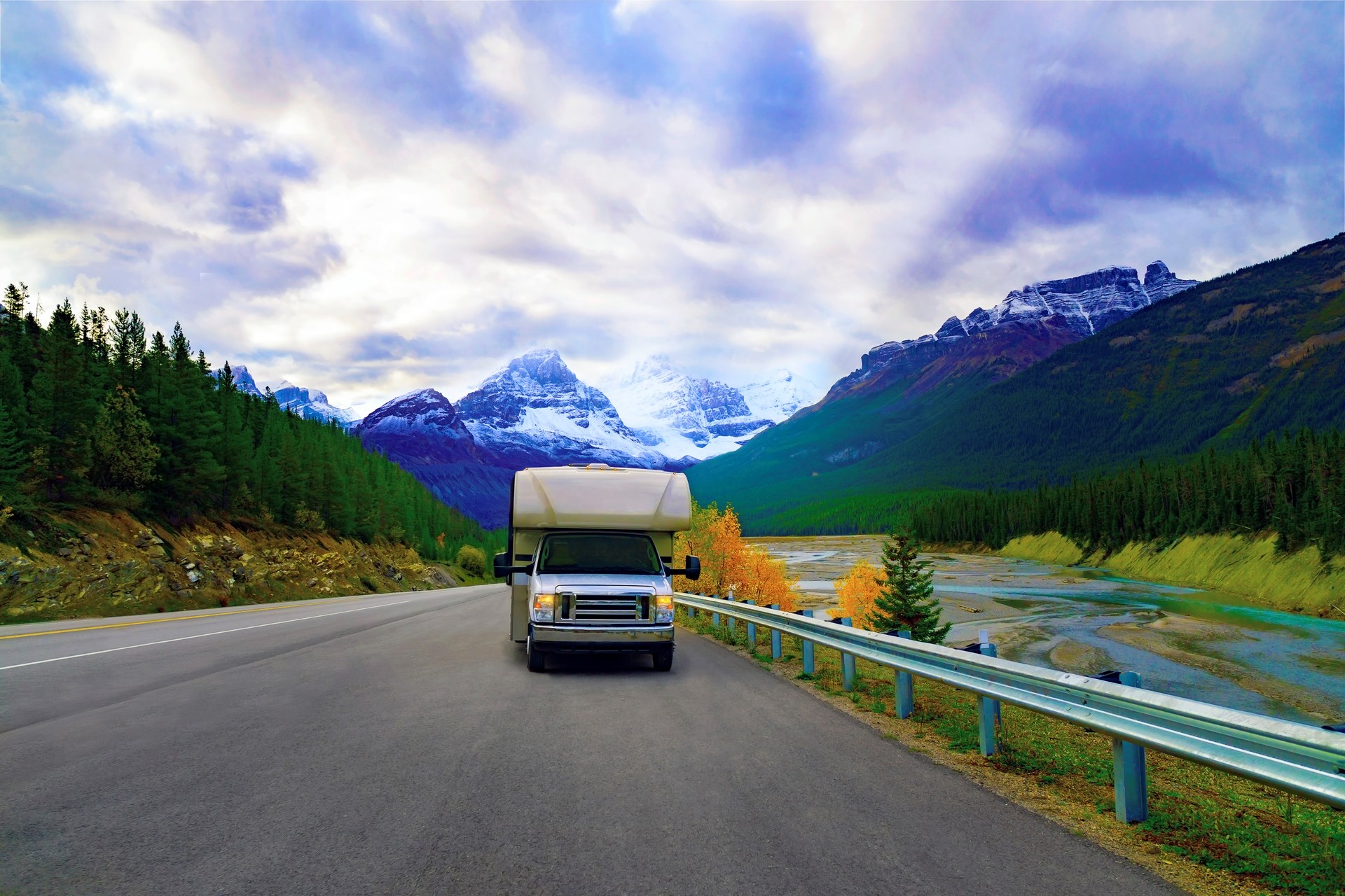 camper on scenic road