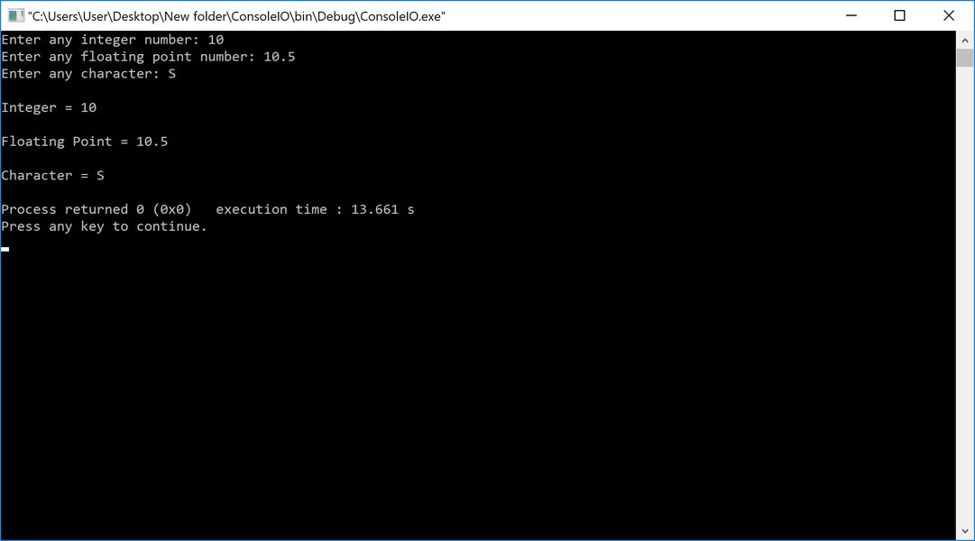 Ejemplo de entrada y salida en consola C++