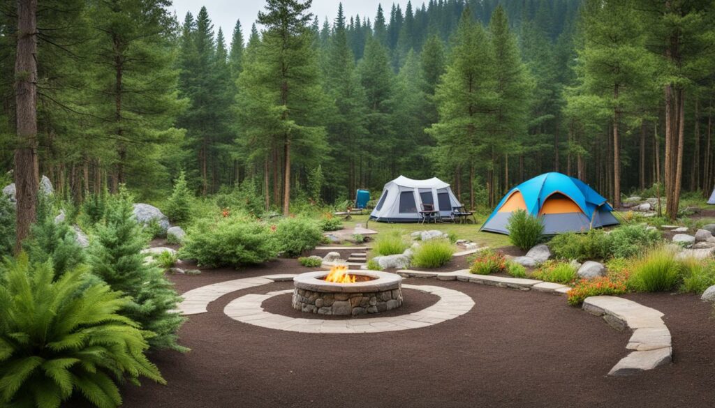 camping outdoor scenery with facilities