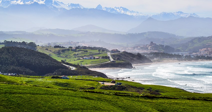 mountain landscape, coastal dunes, forest in cantabria