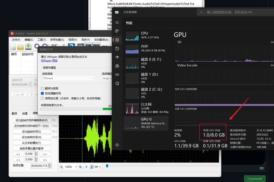 Subtitle Edit GPU Settings for Whisper