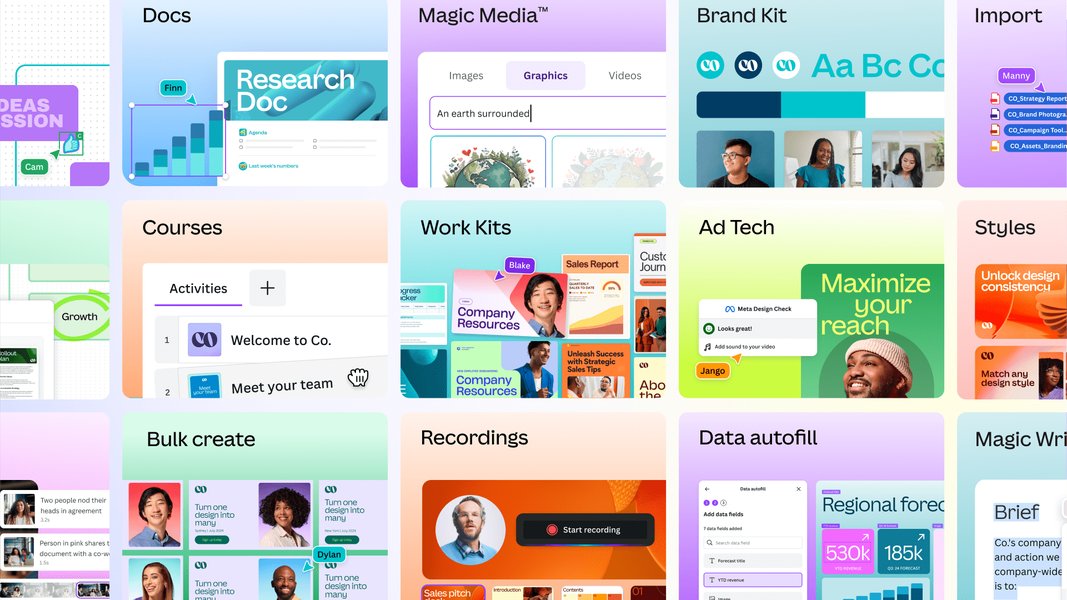 หน้าจอ Canva แสดงฟีเจอร์สำหรับองค์กร