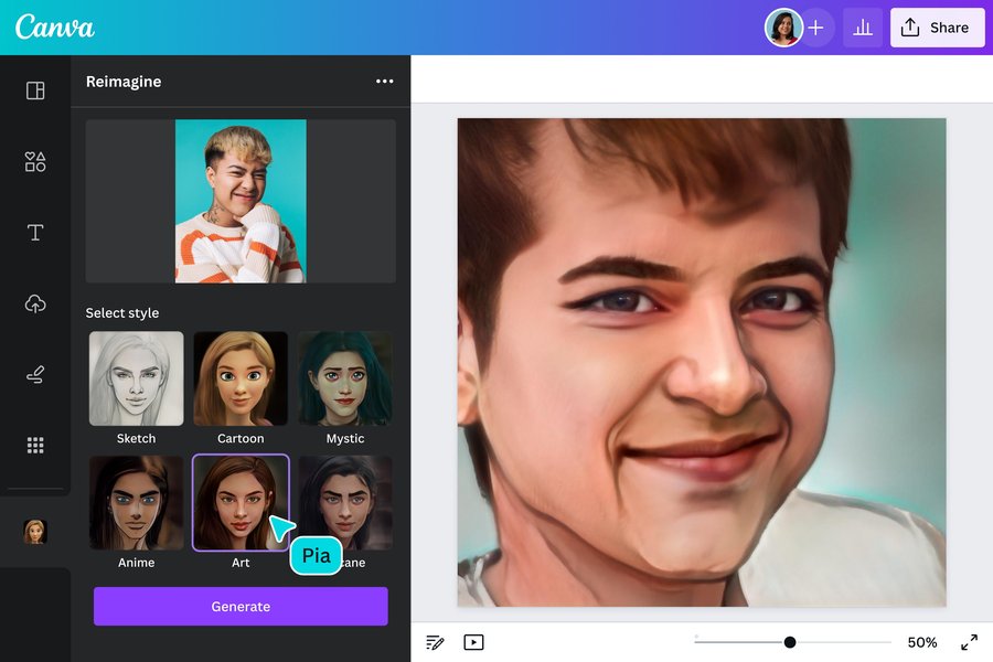 ตัวอย่างการใช้ AI Filters ใน Canva