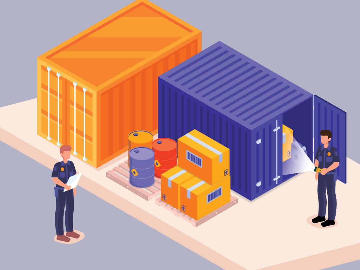 customs documents and shipping containers