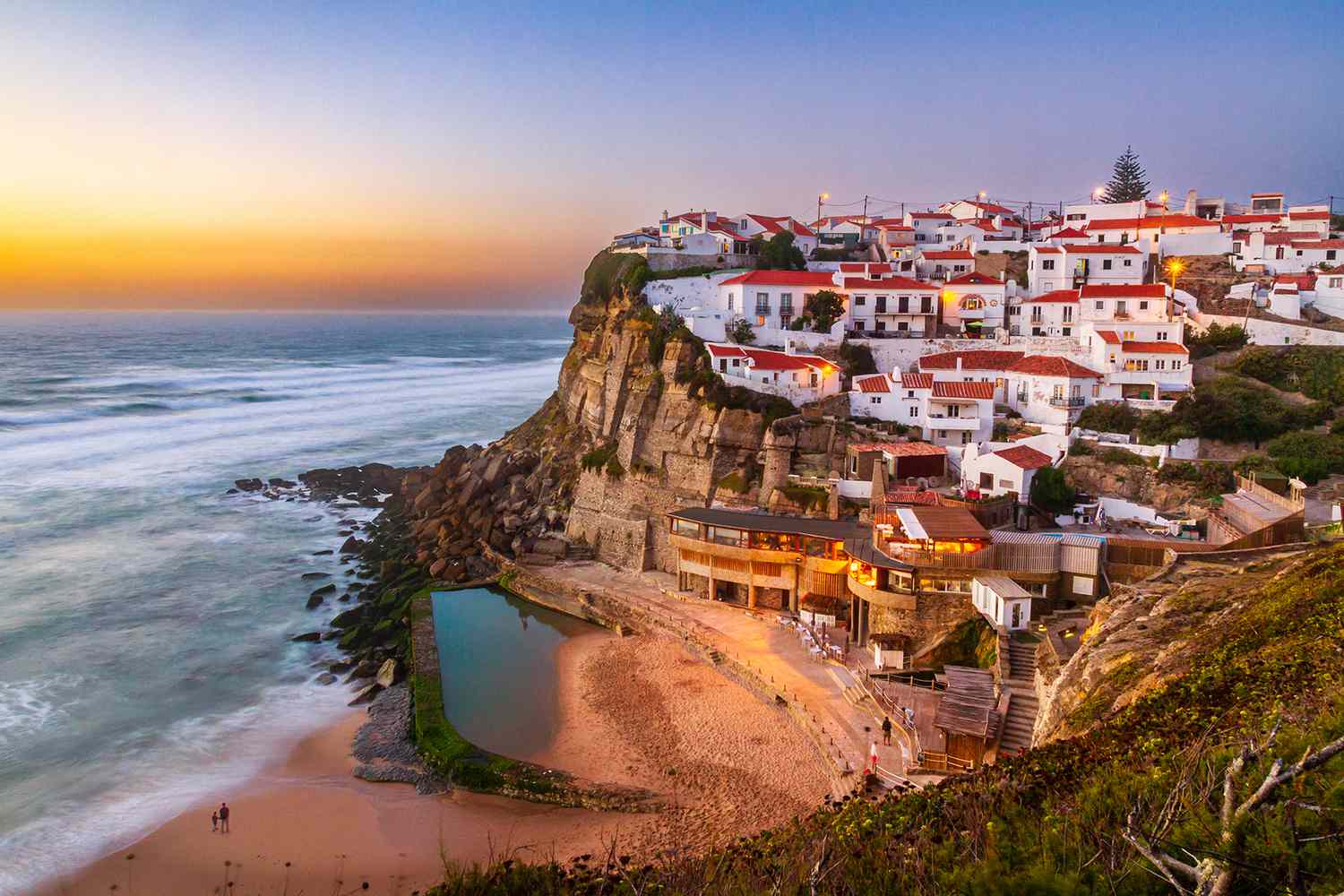 Portuguese coastal city with cliffs and seaside