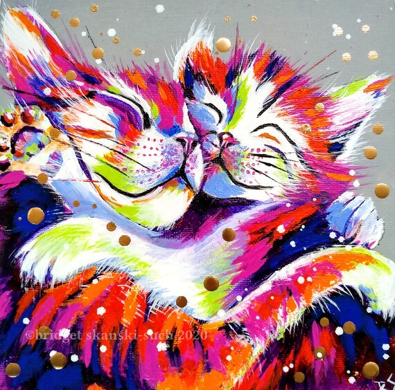 cat painting bright background
